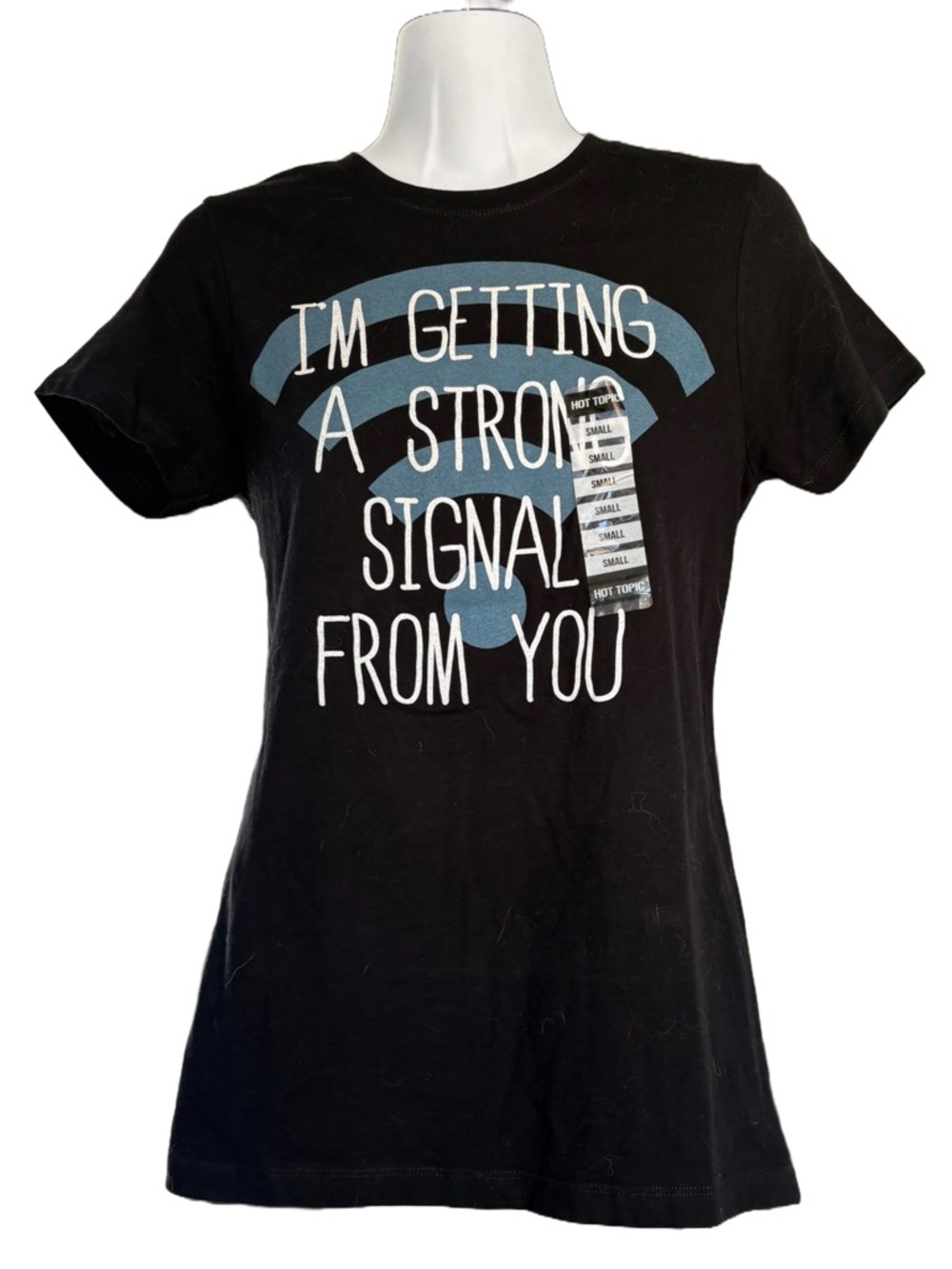 Black Matter Black Tee with Blue WiFi Graphic and White Text